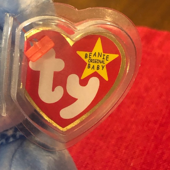 TY 1999 Beanie Babies Holiday Light Blue Snowflakes Teddy Bear - Picture 4 of 7